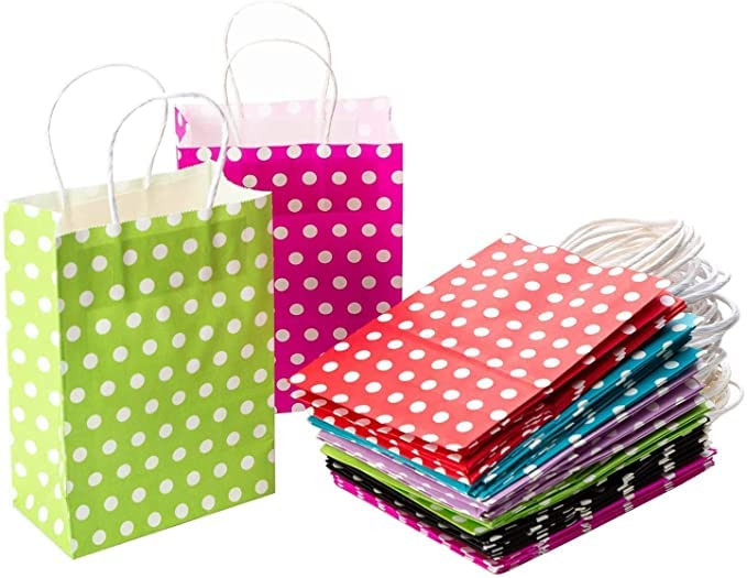 Pack of 24 pcs Color Paper Bags with Polka Dots - Party Favor Goodie ...