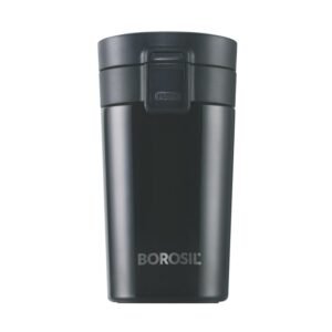 Borosil Hydra Coffeemate 300 ml Stainless Steel Travel Mug | Double Wall Vacuum Insulated, Black | 8 Hrs Hot & 14 Hours Cold | Ideal for Personal & Corporate Gifting