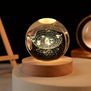 One94store 3D Galaxy Crystal Ball Night Lamp,Creative Engraved Crystal Ball Night Light, USB Table LED Wooden Crystal Ball for Home Decoration Birthday Gift for Teens, Boys,...