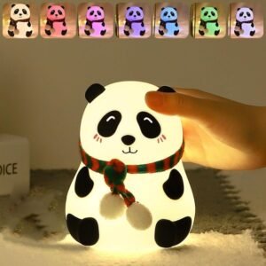 One94Store Rechargeable Silicone Panda Night Light for Kids | 7-Color LED Changing Lamp | Adorable Room Decor & Gift for Toddlers, Teens, & Valentine's Day Present | Soft...