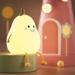 One94Store Rechargeable Silicone Pear Night Lamp with Touch-Control Color-Changing LED Light for Cute Kids Bedroom Decor & Perfect Gift for Babies and Children