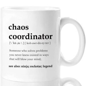 Shqiueos Chaos Coordinator Mug 11 Oz, Teacher Appreciation Gifts, Nurse Gifts, Thank You Gifts for Coworkers, Boss, Secretary, Manager, Boss Day Gifts, Mothers Day, Mom...