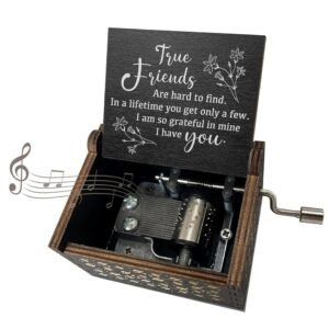 Store2508 Wooden Vintage Hand Cranked Music Box – True Friends - You are My Sunshine – Gift for Best Friend