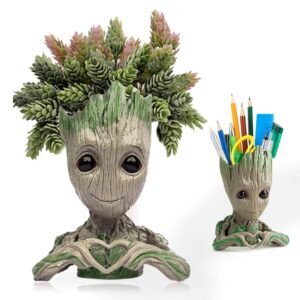 Unique shape Non-Fragile (Unbreakable) PVC Flower Pot, Groot Pen Stand Gift -Heart Hand Groot